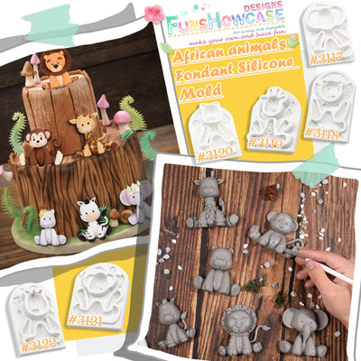 Jungle Animals Fondant Silicone Molds