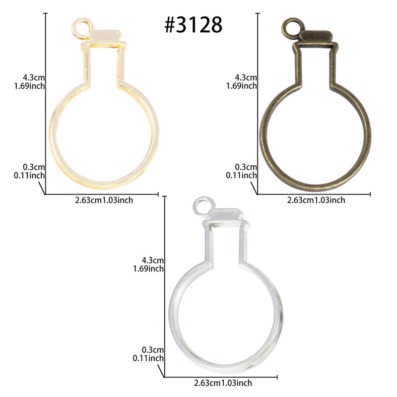 Flask Bottle Open Bezel Charms Set 40-count
