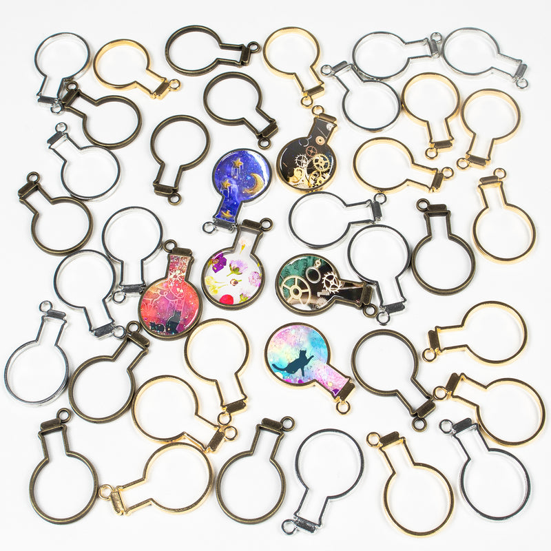 Flask Bottle Open Bezel Charms Set 40-count