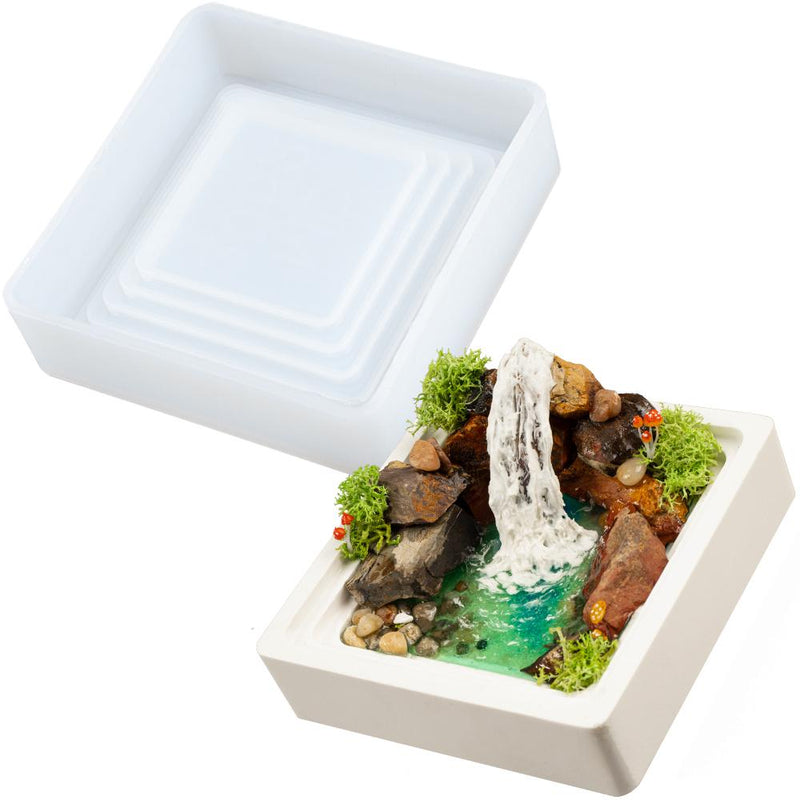 Terraced Flower Pot Silicone Mold Square