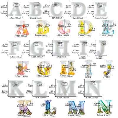 Large Alphabet Resin Silicone Molds 27 in Set Letter|Heart