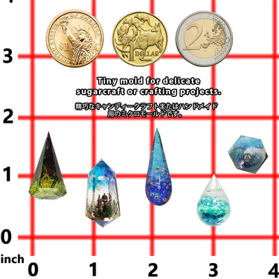 3D Geometric Gem Cabochon UV Resin Casting Silicone Mold with 5 Precision Tip Applicator Bottles 10-count