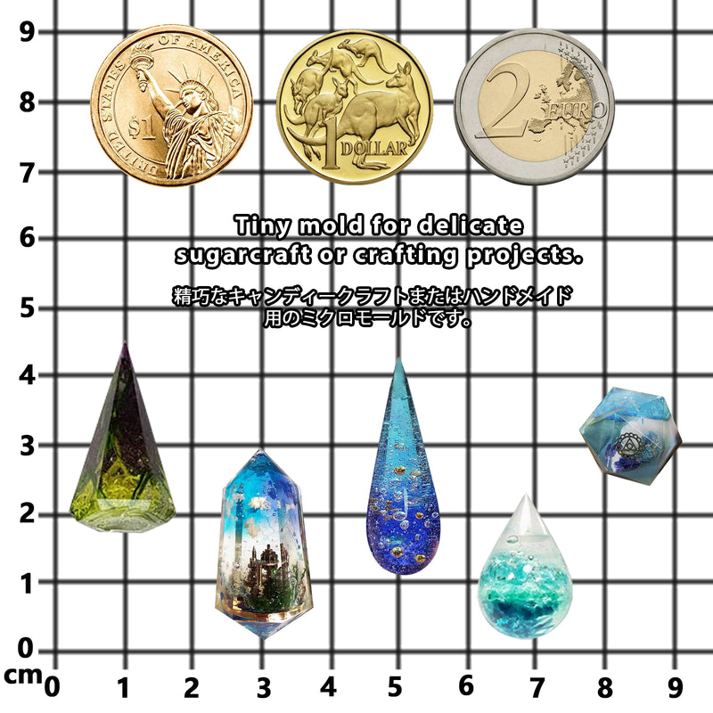 3D Geometric Gem Cabochon UV Resin Casting Silicone Mold with 5 Precision Tip Applicator Bottles 10-count
