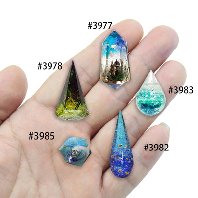 3D Geometric Gem Cabochon UV Resin Casting Silicone Mold with 5 Precision Tip Applicator Bottles 10-count