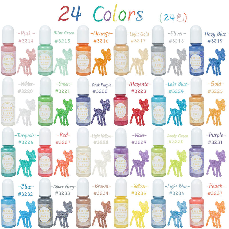 24 Colors Glitter Resin Pigments