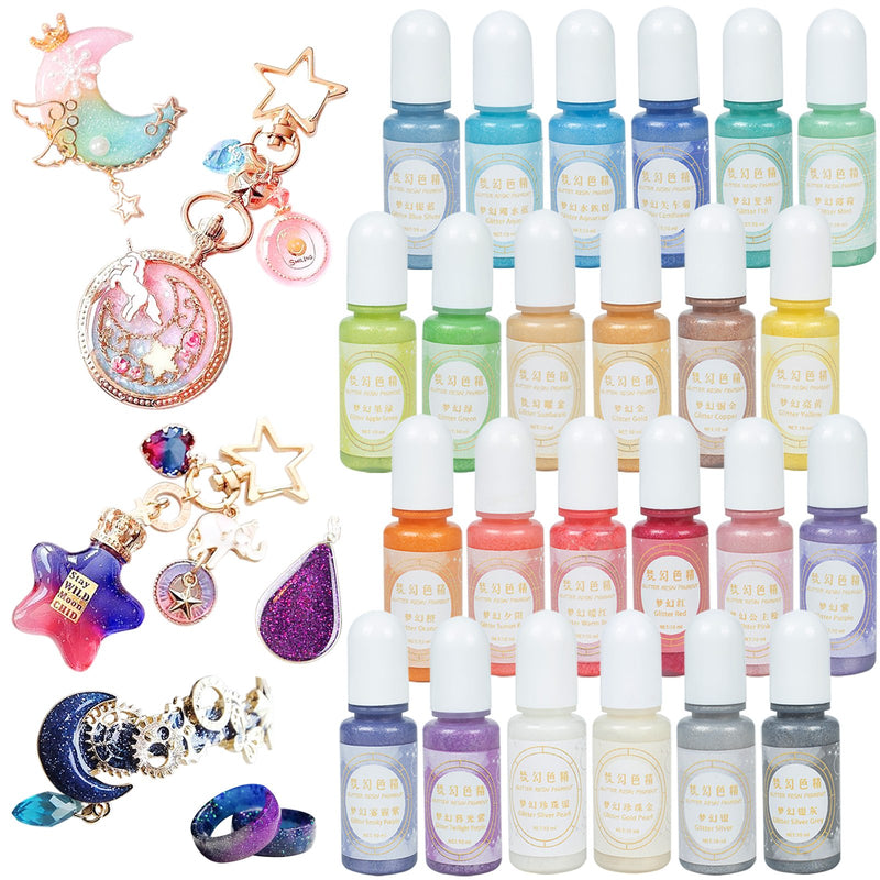 24 Colors Glitter Resin Pigments