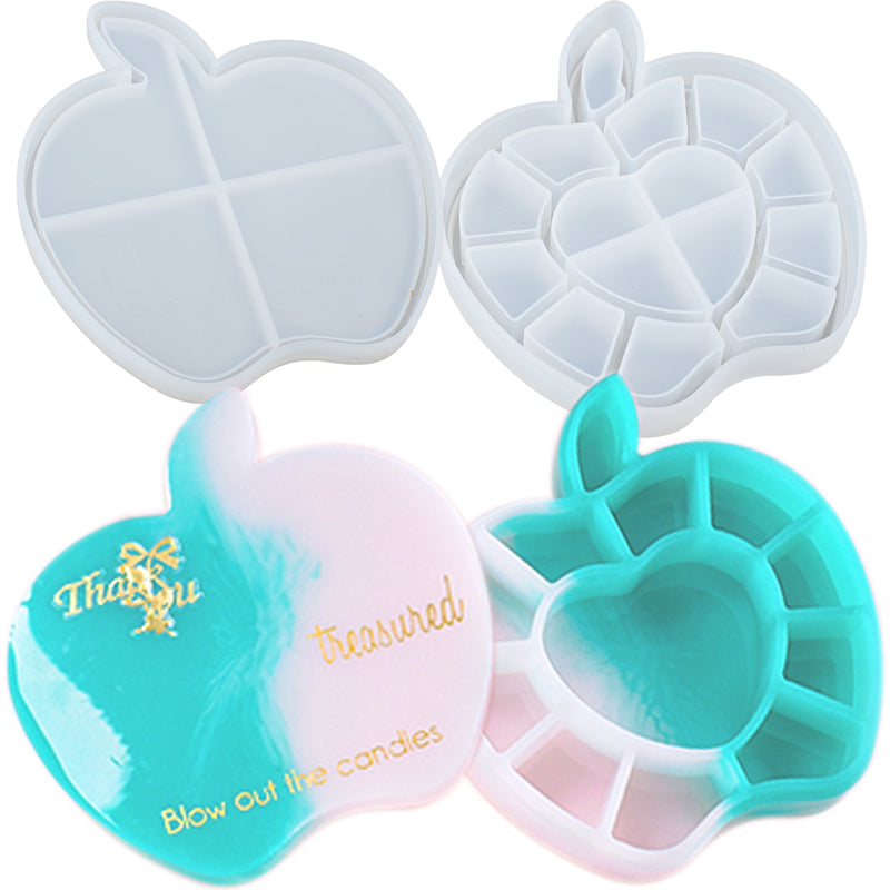 Apple Trinket Box Resin Silicone Mold with Lid 4.8x5.2x0.8inch
