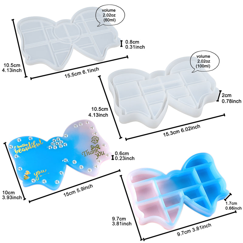 Ribbon Trinket Box Resin Silicone Mold with Lid 5.9x4x0.7inch