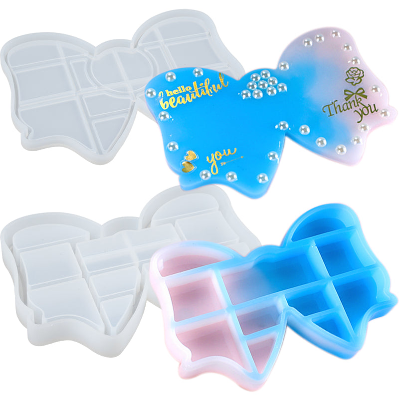 Ribbon Trinket Box Resin Silicone Mold with Lid 5.9x4x0.7inch