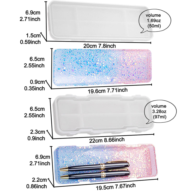 Pen Box Resin Silicone Mold with Lid