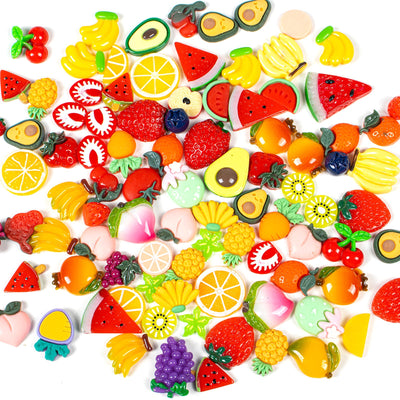 Mixed Fruits Resin Cabochons 130-count
