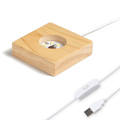 Wood LED Light Base for Resin Art Display, Square 2.8inch