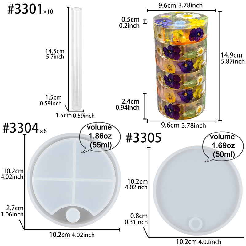 6-Layer Rotatable Storage Box Resin Silicone Moulds Set 17-count