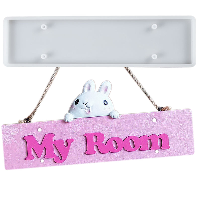 Hanging Sign Epoxy Resin Silicone Mold with 4 Holes, Rectangle Bar