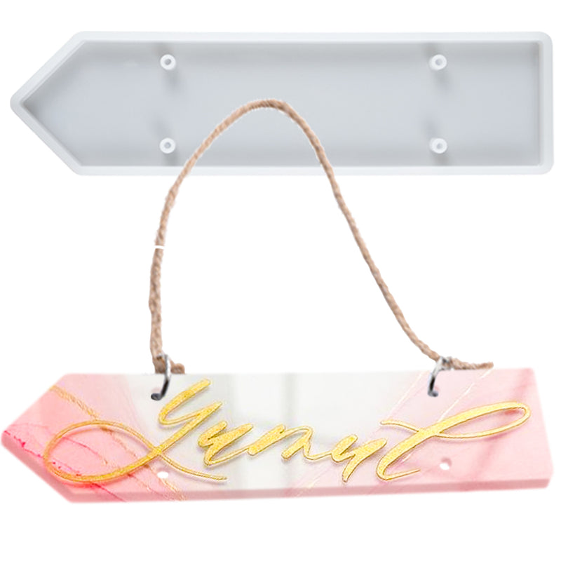 Hanging Sign Epoxy Resin Silicone Mold with 4 Holes, Arrow