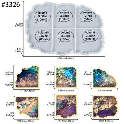 Agate Coaster Resin Casting Mold Six Cut Stone Segments Large 12.6x10.5inch