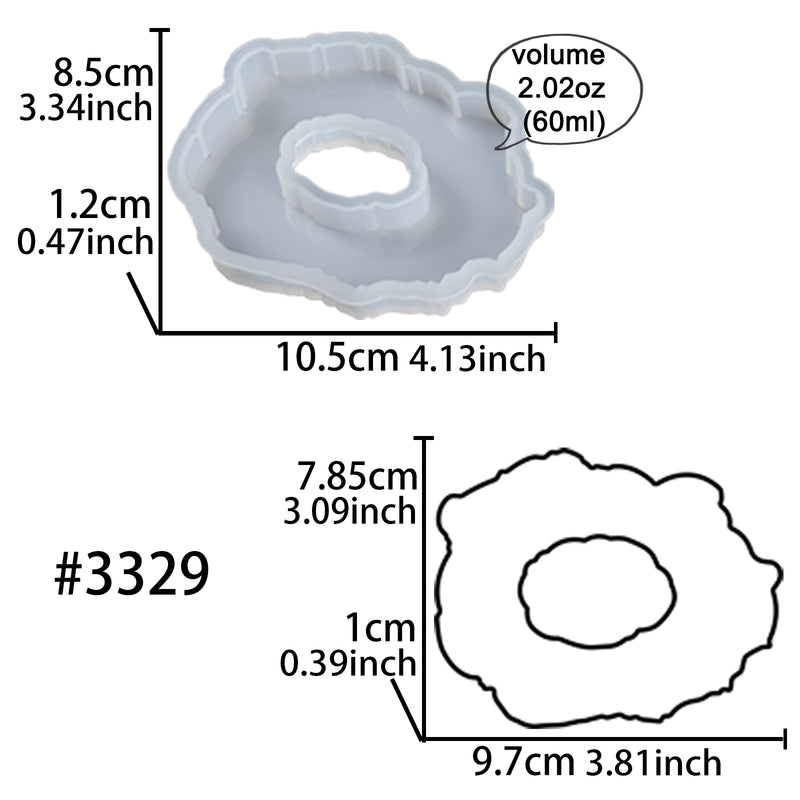 Agate Coaster Silicone Molds with Center Holes 3.3x4.1inch