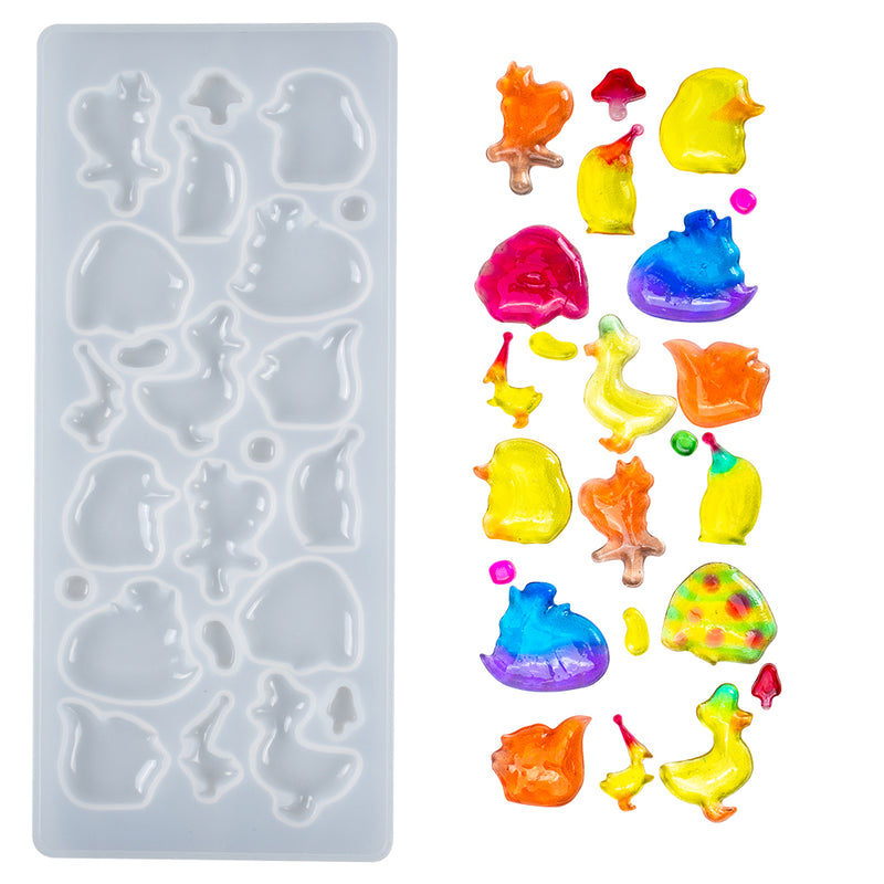 Cabochon Resin Silicone Mold 23-cavity Stones|Animals