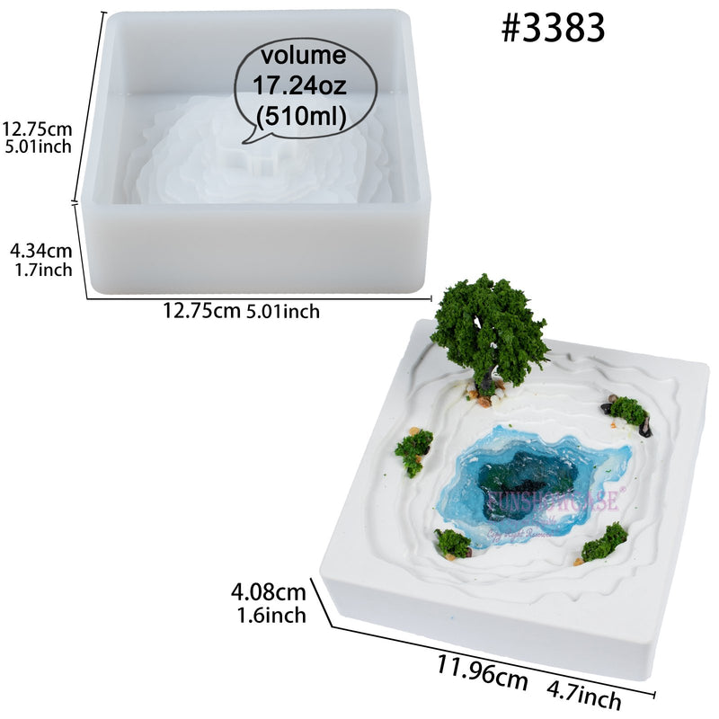Terrace Flower Pot Concrete Silicone Mold Square 4.7inch