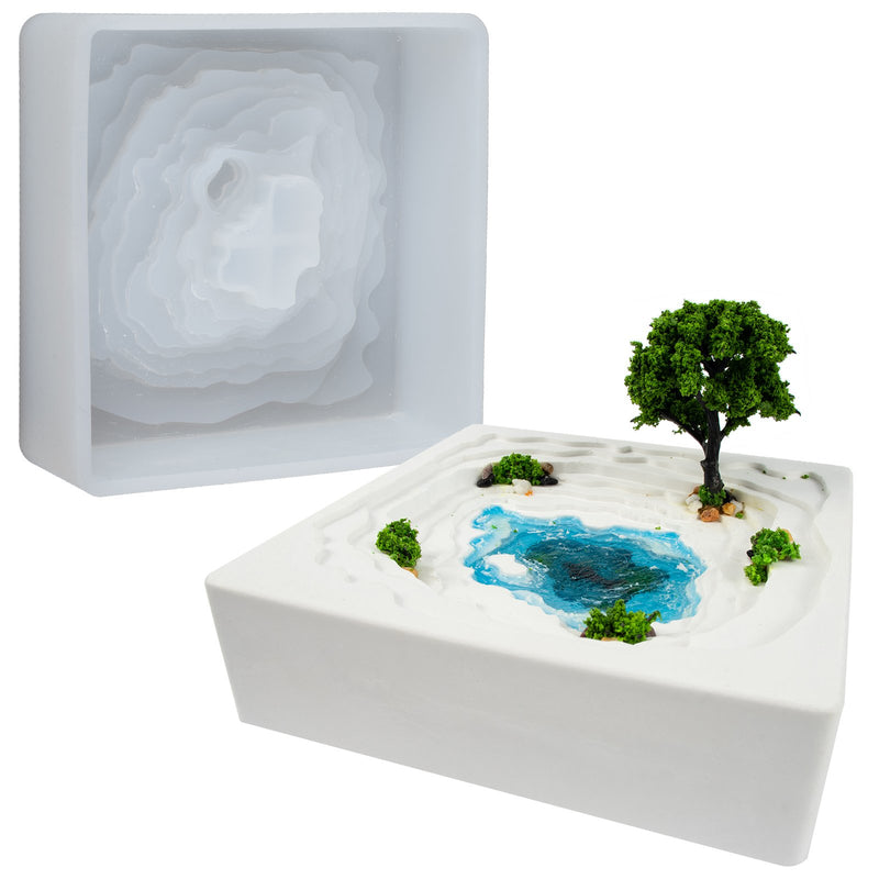 Terrace Flower Pot Concrete Silicone Mold Square 4.7inch