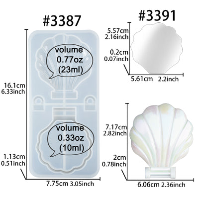 Seashell Compact Mirror Resin Silicone Mold with 10 Mirrors