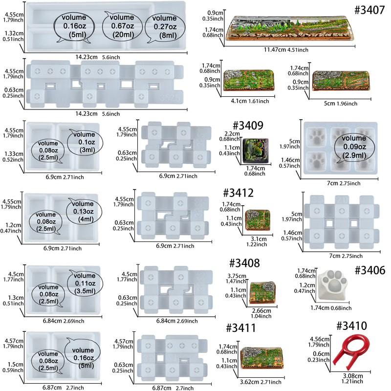 Keyboard Wrist Rest and Keycaps Resin Silicone Molds Set with Key Puller
