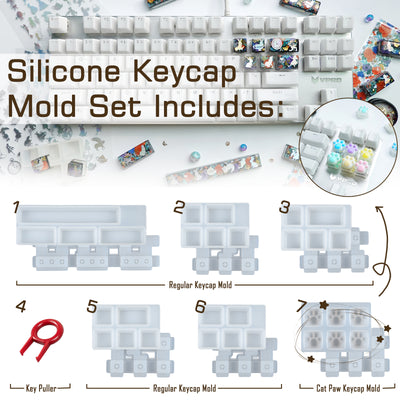 Keyboard Wrist Rest and Keycaps Resin Silicone Molds Set with Key Puller