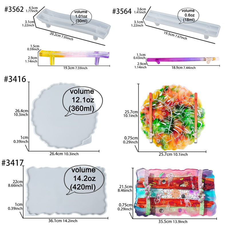 Geode Agate Tray Epoxy Resin Silicone Molds with Handles for Platter, Serving Board, Large Size 4-count