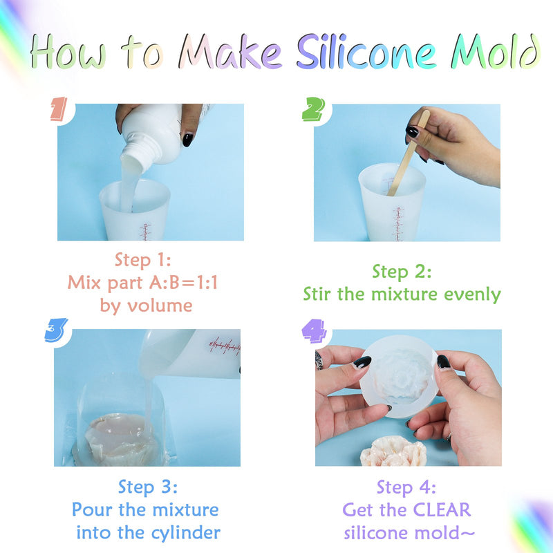 Silicone Mold Making Kit Translucent Liquid Rubber, Food Grade 1:1 Ratio 2lb 32oz 900g