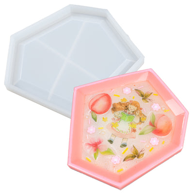 Soap Dish Epoxy Resin Silicone Mold, Irregular Hexagon 5.6x4.7x0.47inch