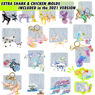 Mama and Baby Keychain Charms Resin Silicone Molds Set 18-count