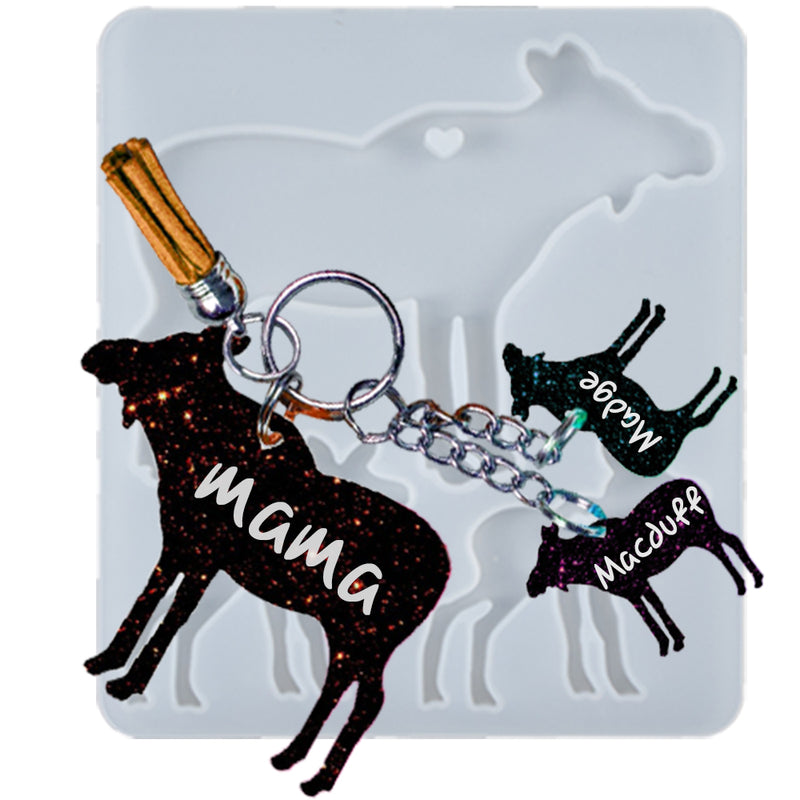 Fawn Mama and Baby Keychain Resin Silicone Mold