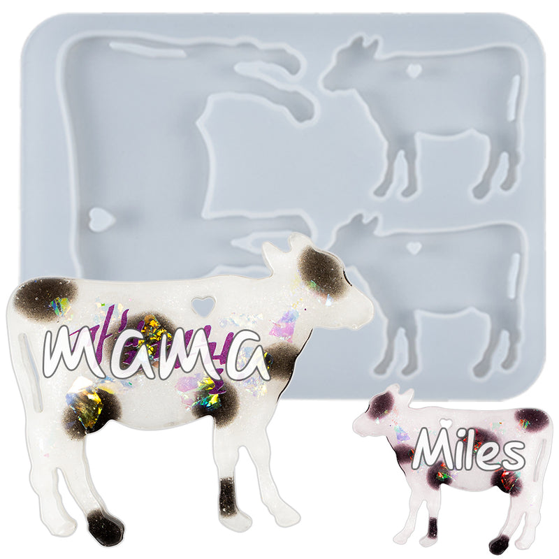 Cow Mama and Baby Keychain Resin Silicone Mold