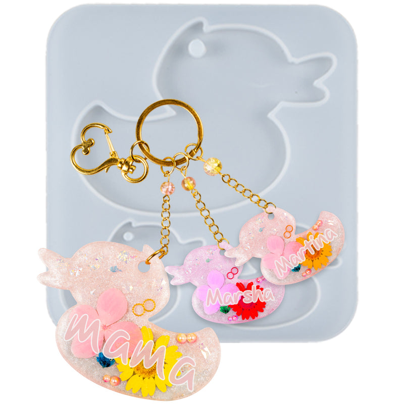 Duck Mama and Baby Keychain Resin Silicone Mold