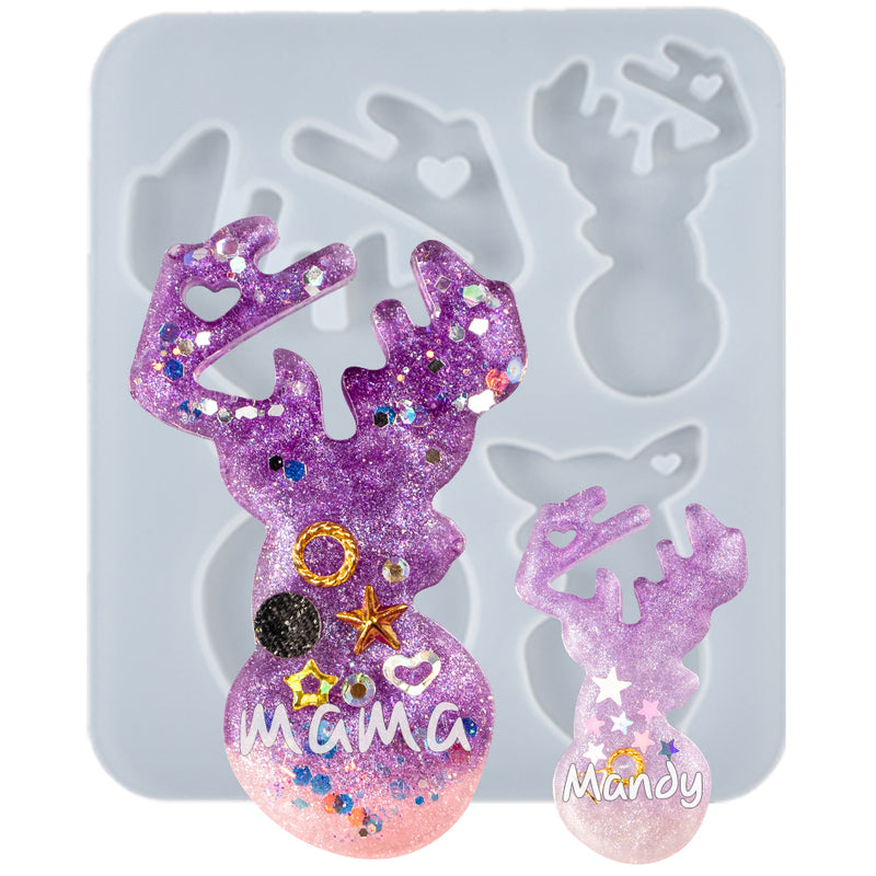 Elk Mama and Baby Keychain Resin Silicone Mold