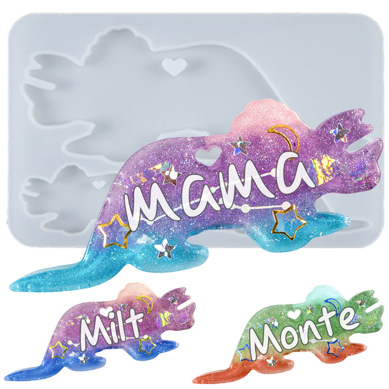 Dinosaur Mama and Baby Keychain Resin Silicone Mold