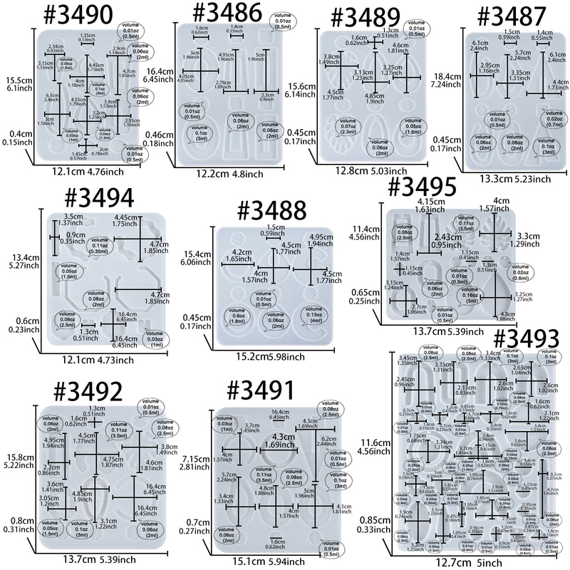 Earring Assortment Resin Silicone Molds 10-in-set