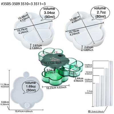 Rotatable Storage Box Flower Resin Silicone Molds