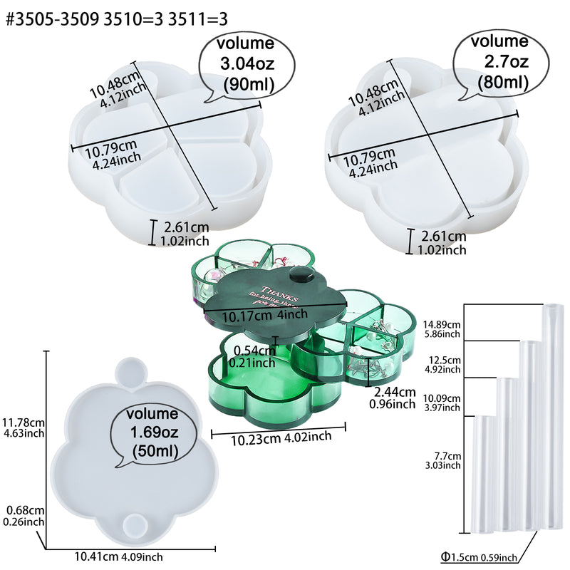 Rotatable Storage Box Flower Resin Silicone Molds