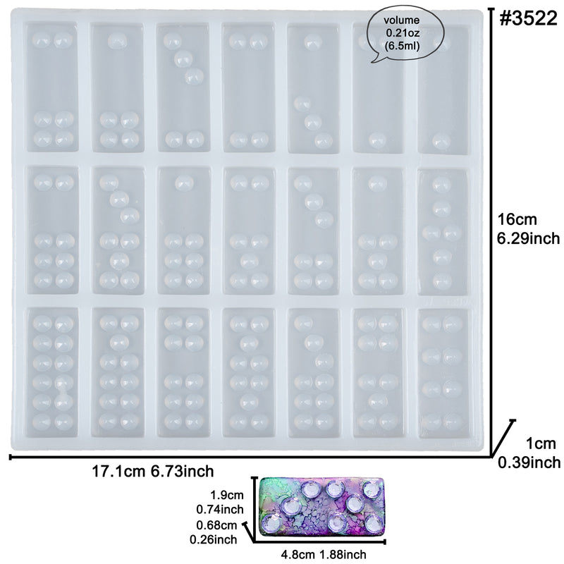 Dominoes Resin Silicone Mold 21-cavity Each 1.9x0.8x0.3inch