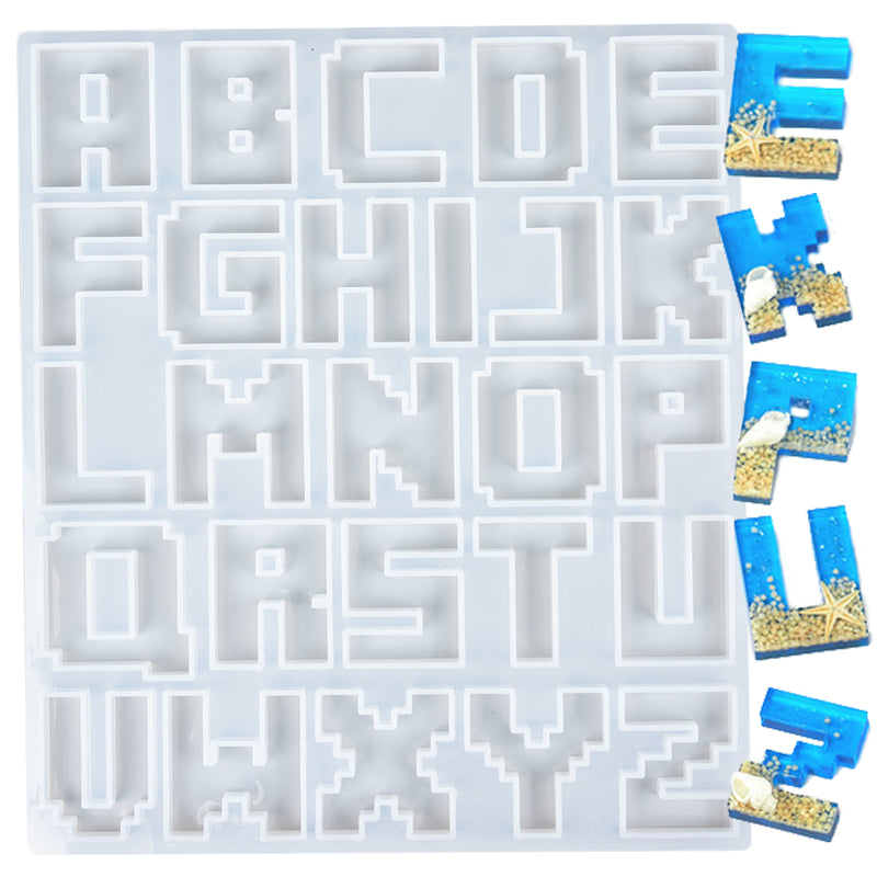 Pixel Alphabet Letter Resin Silicone Molds Large|Small