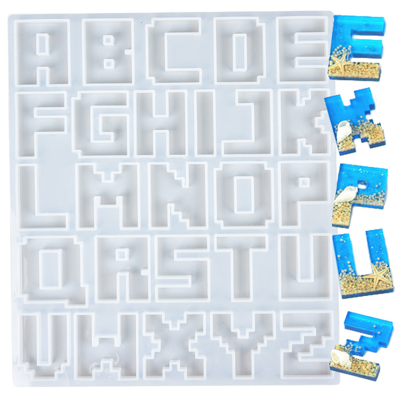 Pixel Alphabet Letter Resin Silicone Molds Large|Small