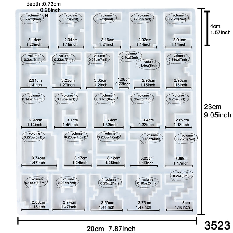 Pixel Alphabet Letter Resin Silicone Molds Large|Small