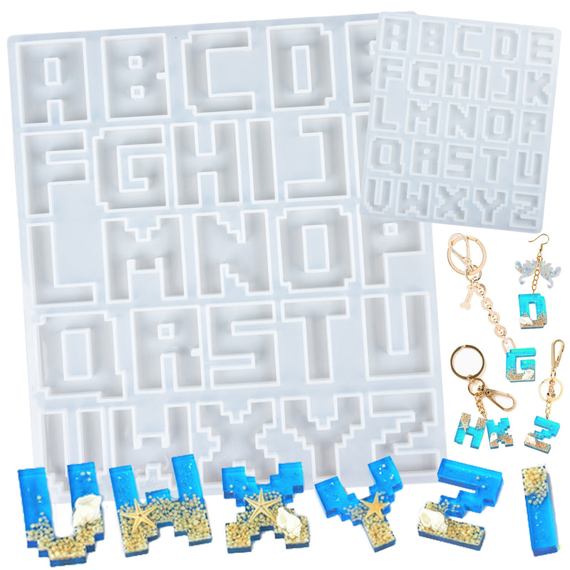 Pixel Alphabet Letter Resin Silicone Molds Large|Small
