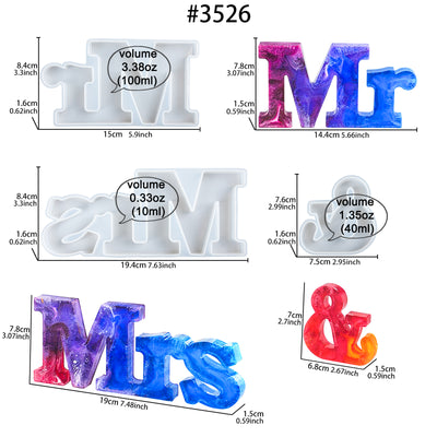 Mr & Mrs Signs Epoxy Resin Silicone Molds Set Large Length 2.7-7.5inch