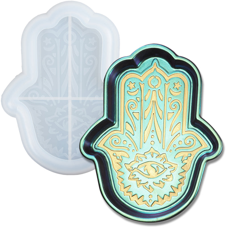 Hamsa Hand of Fatima Plate Resin Silicone Mold 5.8x4.6inch