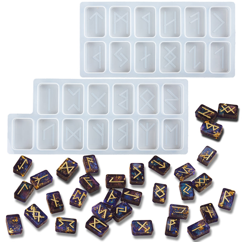 Rune Stone Silicone Resin Molds Set 26-cavity Each 1.18x0.79inch