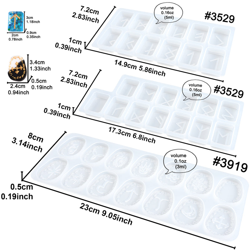 Witch Runes Stone Silicone Molds 39-Cavity