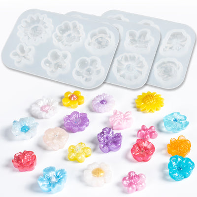 Flower Cabochon Resin Silicone Molds 3-count Mini 0.6-1inch