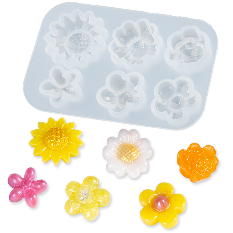 Little Flower Cabochon Resin Silicone Mold 6-cavity Chrysanthemums|Rose